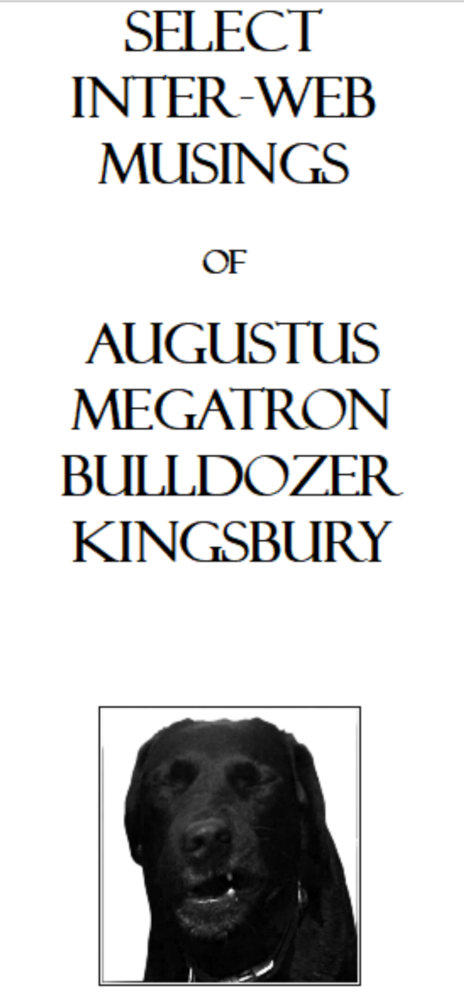 SELECT INTER-WEB MUSINGS OF AUGUSTUS MEGATRON BULLDOZER KINGSBURY