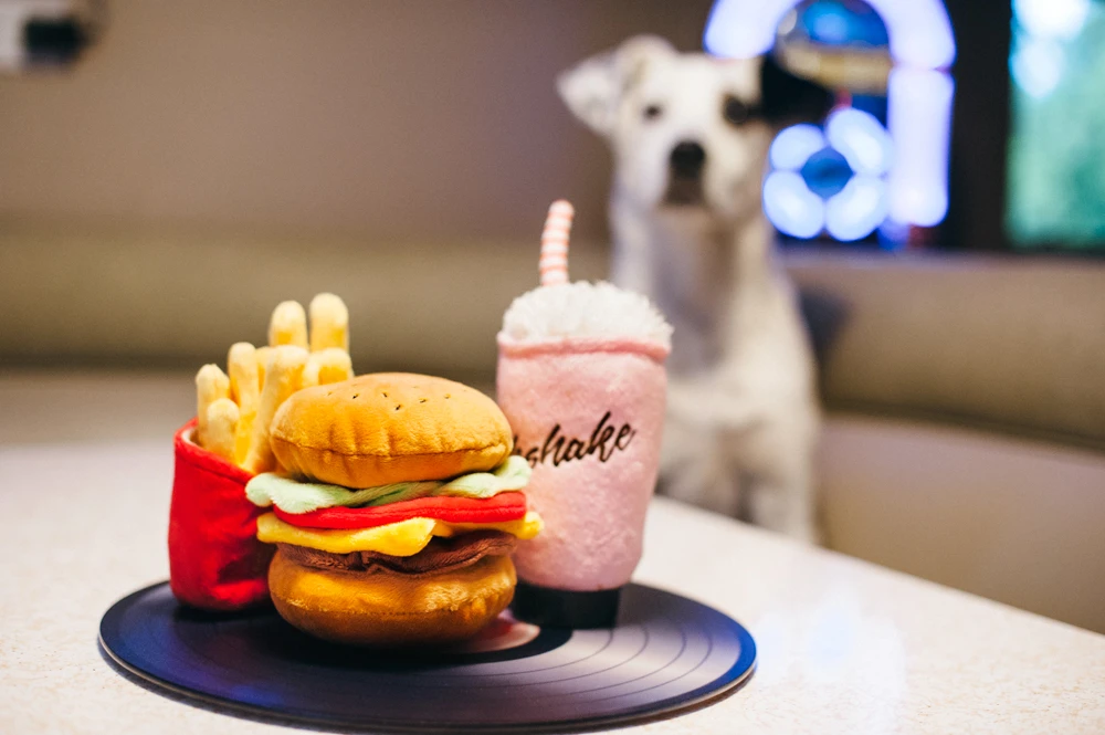 Fast Food Dog Toys - Hot Dog, Fries, Burger, Milkshake